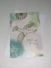 Hallmark Sympathy/Loss Blank Card: Wishing You Peace Flying Dove Green Floral