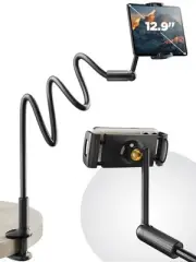 Gooseneck Tablet Holder for Bed, One-Hand Adjustable, 47" Length, Upgraded Ba...