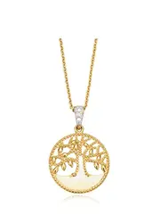 9ct Yellow Gold & Diamond Set Tree of Life Pendant