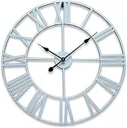 Outside Clock Quartz Clock Outdoor Garden Wall Clock, 23 Inch Large White Roman Numerals Garden Clock Wrought Iron Waterproof Outdoor Clock Indoor Outdoor Decoration