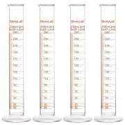 4-Pack Borosilicate Glass 250ml Heavy Wall Graduated Cylinder Measuring Cylin...