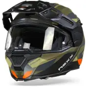 X.Vilijord Taiga Green Orange Matt Modular Helmet