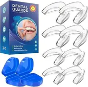 8 Pack Bruxism Mouth Guard For Grinding Teeth,Reusable,Upgraded Night Guards for Teeth Grinding, Moldable Mouth Guard Stops Bruxism and Teeth Clenching 2 Sizes with Two Travel Cases