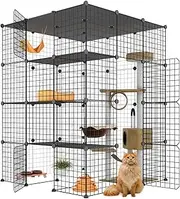Large Cat Cage Playpen - Detachable Metal Wire Indoor DIY Kennels Crate - Large Exercise Place Ideal for 1-4 Cats