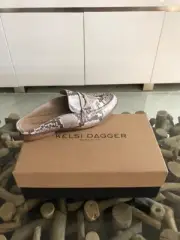 KELSI DAGGER BROOKLYN Sanders Snake Print Leather Mules $130 MSRP Size 9