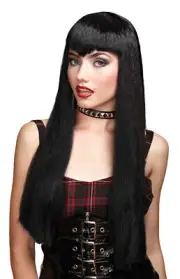 BLACK LONG WITCH VAMPIRE WIDOW GOTHIC WIG COSTUME DRESS MR177182
