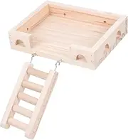 SEWOART Wooden Hamster Climbing Ladder Stand Pet Platform for Animals Natural Material Safe Area for Hamsters Mice Rats Squirrels Present for