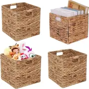 Storage Baskets Wicker Cube Baskets Foldable Handwoven Water Hyacinth Laundry Or