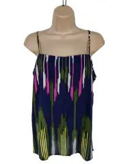 BNWT WOMENS WAREHOUSE STRAPPY VEST TOP CAMI TANK BLUE RAINBOW SUMMER SIZE UK 10