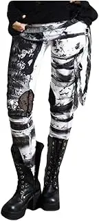 [HIKO23] Plus Size Womens Pants Gothic Criss Cross Lace Up Buckle Strap Skinny Leggings Steampunk Ladies Trouser