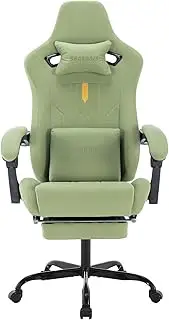segedom Gaming Chair with Footrest Ergonomic Computer Chair Massage Lumbar Cushion, Racing Video Game Chair Adjustable Rocker Recliner Executive Office Desk Chair Pu Leather for Adults (Green)