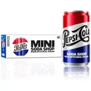 Pepsi Real Sugar Soda, Mini Cans, 7.5oz Mini Cans, (10 Pack), Cola, Soda Pop ...