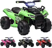 ALFORDSON Kids Ride On Car ATV 6V Motor, Quad Bike Car Eletric with Music Player, LED Lights, Ride-on Car Design All Terrain Vehicle SUV Toy, Green