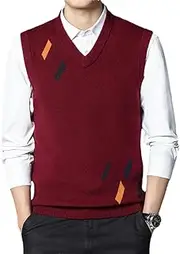 [Generic] Men Knit Tank Sleeveless Sweater Pullover Jumpers Thick Basic V Neck Print Tank