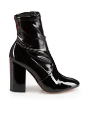 Black Patent Leather Ankle Sock Boots