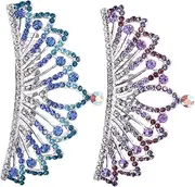 [BIUDECO] Girls Hair Accessories Silver Blue Silver Crown Comb Tiara for Boys and Girls Events