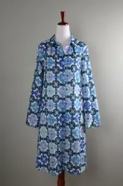 RO'S GARDEN NWT $195 Button Front Semi Sheer Print Shirt Dress Size XS