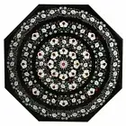 4' black Marble Dining Coffee Center side Table Top inlay malachite antique t4