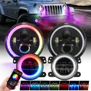AUXBEAM 7" Dream Chasing RGB LED Headlights & 4" Fog Lights APP Control For Jeep (for: Jeep)