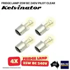 4-pk 25W 240V Pilot Clear Bayonet Cap Bulb for Kelvinator Fridge PN:757394–OEM