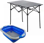 Adventure Kings Aluminium Roll-Up Camping Table Lightweight + Collapsible Sink