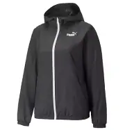 PUMA Women's Essentials Solid Windbreaker Zip-Front Jacket sz S Small Black
