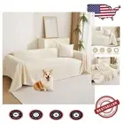 Elegant Beige Chenille Sofa Blanket with Tassels - 71"x102" for L-Shaped Sofas