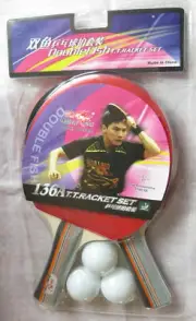 2 Bats +Ball Beginner Long Handle Shakehand Ping Pong Racket Table Tennis Paddle