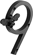 Bee House Number Sign, Classical Style 0-9 Metal, 5 inch for Outside, Motels，Address Numbers for House, Mailbox(Black,9)