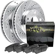 Hart Brakes Front Brakes and Rotors Kit |Front Brake Pads| Brake Rotors and Pads| Heavy Duty Brake Pads and Rotors - PHCF.66071.04