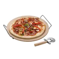 在飛比找momo購物網優惠-【Premier】披薩刀+石陶披薩烤盤 33cm(Pizza