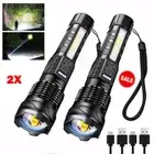 2x Rechargeable 9900000LM LED Flashlight Tactical Police Super Bright Torch Zoom