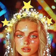 Reaky Star Halo Crown Gold Rhinestone Headpiece Goddess Pearl Headband Carnival Hair Accessories for Women