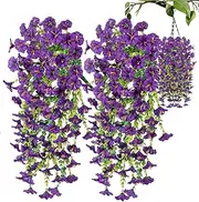 Fake Petunias | 2X Faux Petunias Artificial Plants,UV Resistant Weatherproof Simulated Everlasting Colorful Plants for Garden Porch Vase Pot Window Box Planter Patio Walkway
