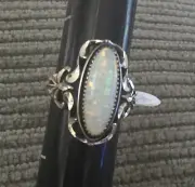 Native American White Opal Ring Size 7 NWT Signed