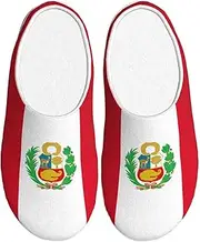 [EdWal] Flag of Peru print Winter Warm Slippers Indoor Anti-skid Plush Slippers Relaxing at Home for Women Men