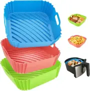 3 Pcs Silicone Air Fryer Liners Square Airfryer Liners 4-7 QT 7.1 Inch Reusable