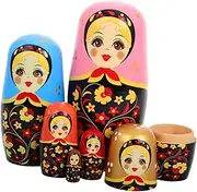 ERINGOGO Set of 6 Matryoshka Toys Wooden Russian Nesting Dolls Educational Wooden Toys for Kids Unique Children Decorative and Interactive