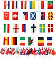 Small Flags on Sticks 6x8in 24Pcs/Set Handheld Mini Stick Flags, Weather-Resistant Decor National Flags for Parades, Sports Competitions