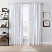 SMARTBLOCK Blackout 1 Curtain Panel 50”x63”White & Tan / Block 100% Of Light
