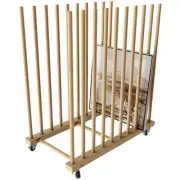 Art Storage Rack with Caster Wheels, Wood Storage Stand for Canvas Boards, Pa...