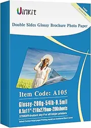 Uinkit 200 Sheets Double Sided Photo Paper Glossy 8.5x11 54lbs Inkjet for Dye Ink 200Gsm Value Bulk Pack Picture 8.5 x 11 9.5Mil for Inkjet Printing Printer