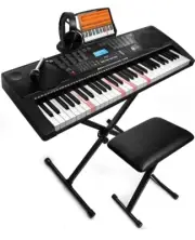 61 Key Electronic Keyboard Piano w/ Stand, Bench & Headphones, Set for Beginners
