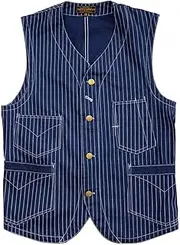 [Red Tornado] Wabash Stripes Conductor Vest Indigo