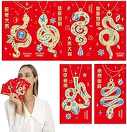 Chinese New Year Red Envelopes 2025 Snake,Chinese New Year Red Envelope Snake, 2025 6X Festival Red Packet, 2025 Red Packet of Snake Lucky Money Packets for Lunar New Year Wedding
