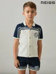 Reiss Navy/Airforce Blue/White Mitchell 9-13 yrs Chenille Airlines Embroidery Shirt (AP0320) | $110