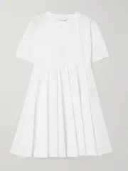 [AZ FACTORY] AZ FACTORY - Pleated Cotton-poplin Mini Dress - White - FR 40 FR 40 White