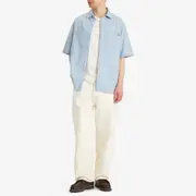 Maison Kitsune Relaxed Chambray Short Sleeve Shirt