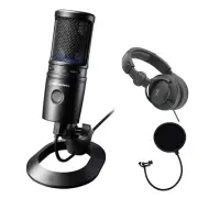 Audio-Technica AT2020USB-X USB Microphone Bundle w/ Headphones & Pop Filter KIT