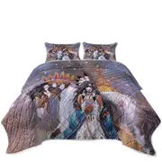 Wicasa Native American Girl and Her Horse Coverlet